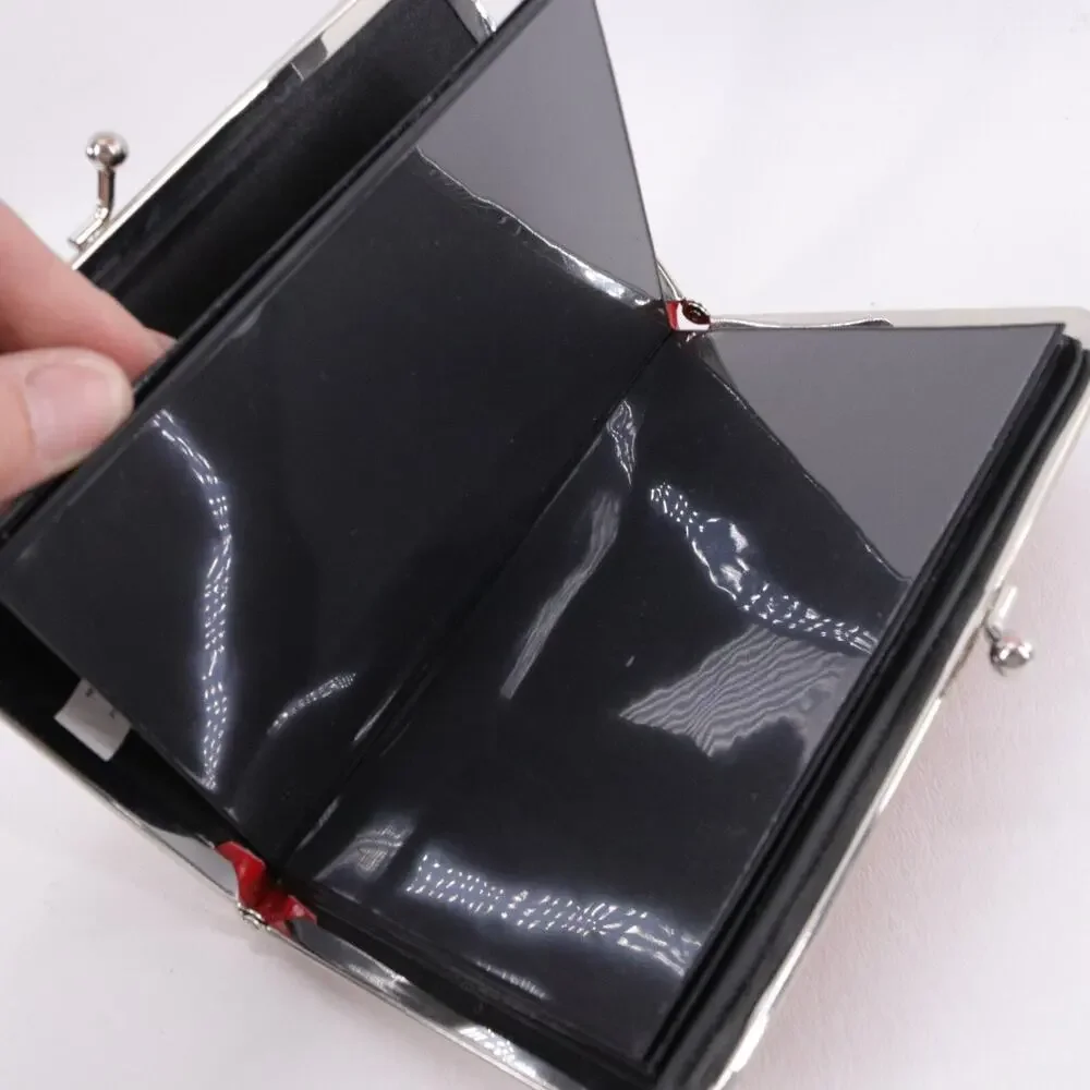 Photo Wallet Red Faux Croc Leather Kiss Lock 10 Plus Picture Slots Folio